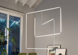 Geometryczna lampa w eklektycznym salonie - Nemo