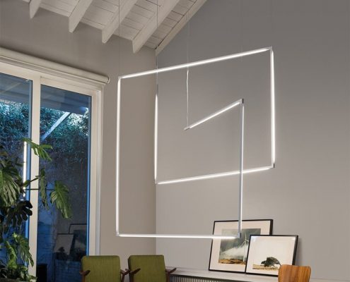 Geometryczna lampa w eklektycznym salonie - Nemo