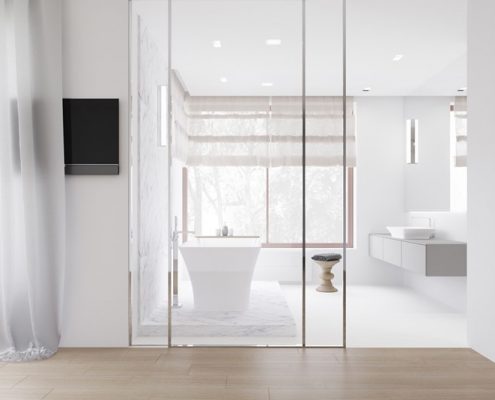 Projekt przeszklonej łazienki - styl nowoczesny