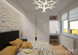 Biało-żółta sypialnia w nowoczesnym stylu