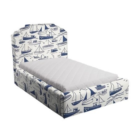 Niebiesko-białe łóżko dziecięce statki royal