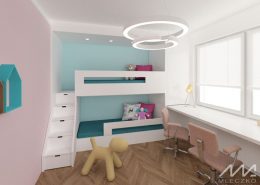 Projekt pokoju dziecięcego piętrowym łóżkiem
