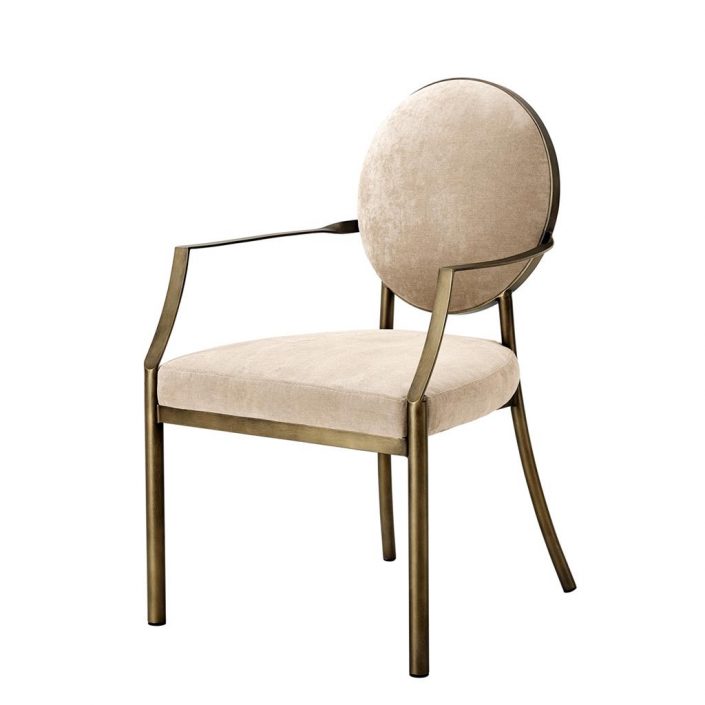 Krzesło do jadalni Scribe z podłokietnikami beż Eichholtz