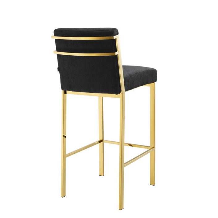 Krzesło barowe Scott gold finish black velvet Eichholtz