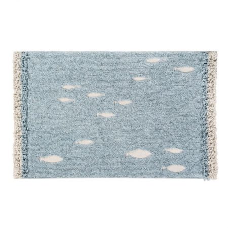Niebieski dywan w rybki do prania 120x 190 Lorena Canals