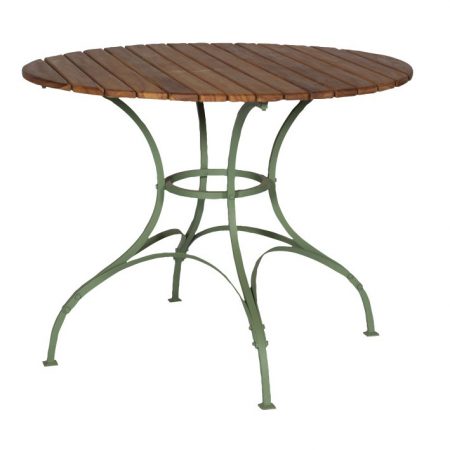 Zewnętrzny stół okrągły z drewnianym blatem sa290