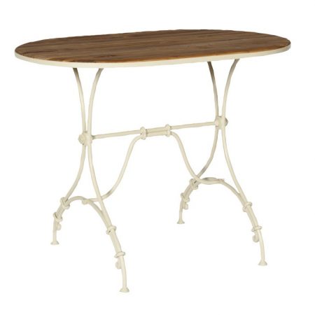 Zewnętrzny stół owalny z drewnianym blatem sa293