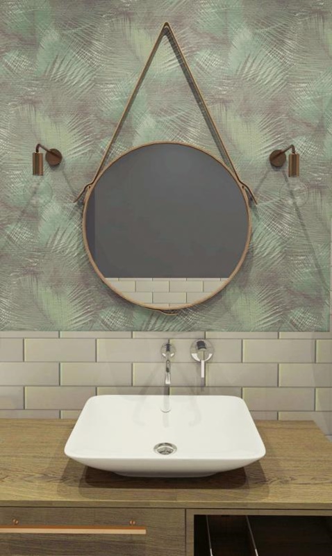 Eklektyczna łazienka z motywem roślinnym