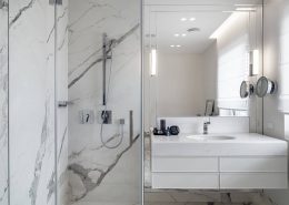 Jasny kamień w nowoczesnej łazience