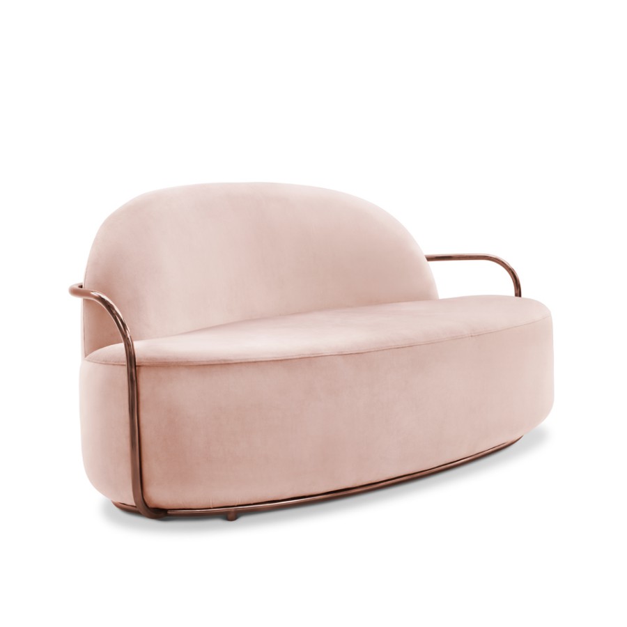 Minimalistyczna sofa Orion Scarlet Splendour różowo-miedziany