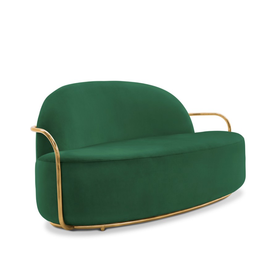 Minimalistyczna sofa Orion Scarlet Splendour zielono-złoty