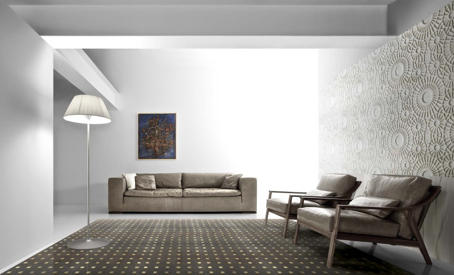 Płytki i podłoga dekoracyjna w salonie