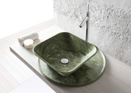 Wolnostojąca umywalka łazienkowa z zielonego marmuru