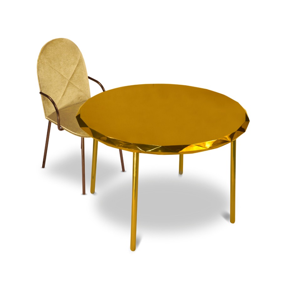 Złoty i miedziany stół jadalniany Stella Scarlet Splendour