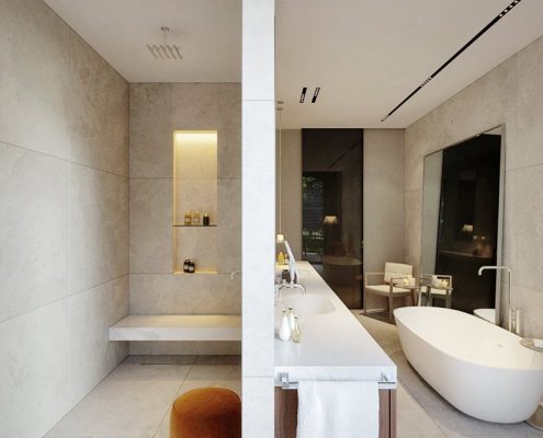 Łazienka z wanną i prysznicem w luksusowym wydaniu