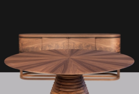 Drewniany, okrągły stół na jednej nodze FUJI TABLE Mobi