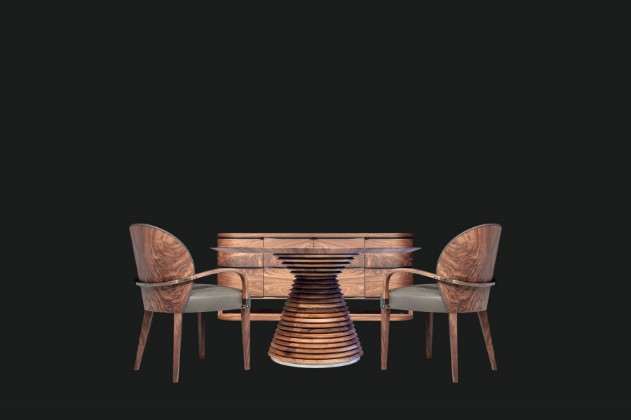 Drewniany, okrągły stół na jednej nodze FUJI TABLE Mobi