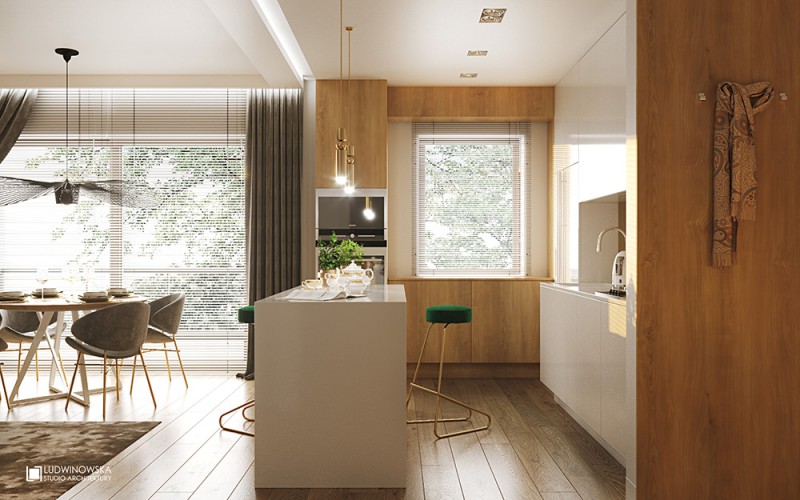 Aranżacja małego apartamentu w bieli i drewnie