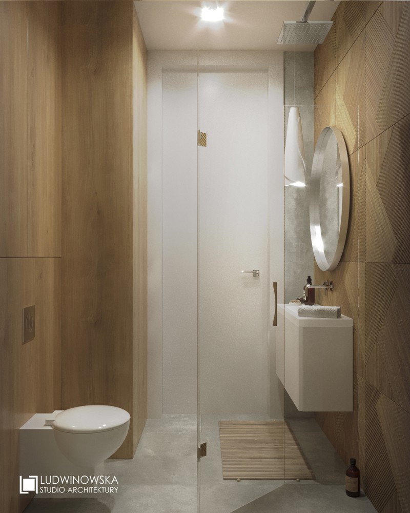 Dekoracyjne panele z drewna w nowoczesnej łazience