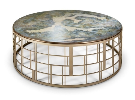 Okrągły stolik kawowy marmur złoty mat Koro Sicis