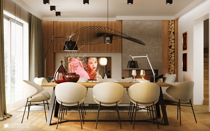 Przytulny salon i jadalnia w nowoczensym stylu