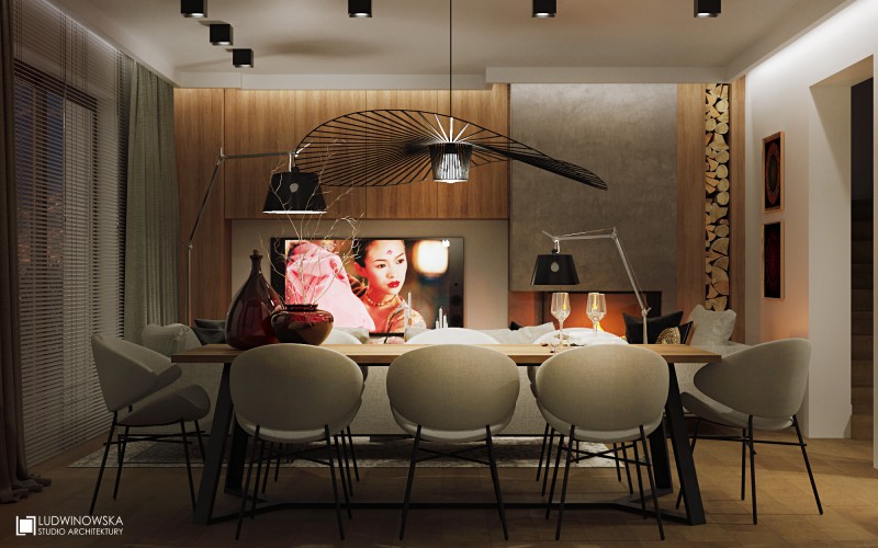 Przytulny salon i jadalnia w nowoczensym stylu