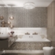 Łazienka w stylu glamour z połyskliwą mozaiką