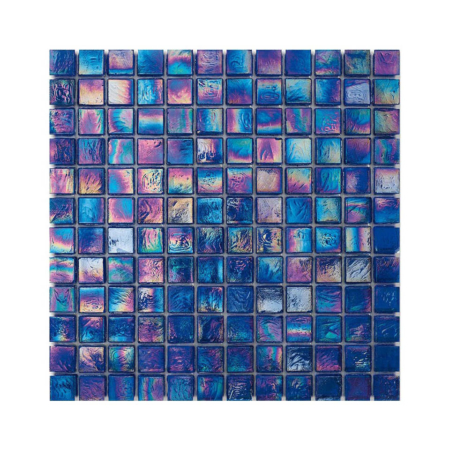 Niebieska mozaika ze szkła z tęczowym refleksem CUBES 219 SILK