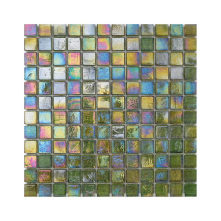 Oliwkowa mozaika ze szkła z tęczowym refleksem CUBES 244 TWEED