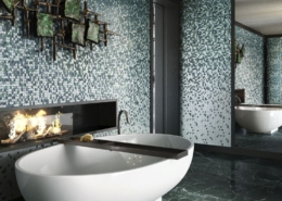 Piękna mozaika dekoracyjna w nowoczesnej łazience