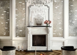 Srebrna mozaika w klasycznym salonie