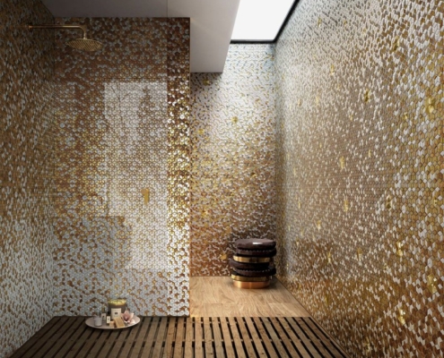 Złocista mozaika w saunie