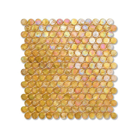 Żółta mozaika ze szkła z tęczowym refleksem BARRELS 205 HEMP