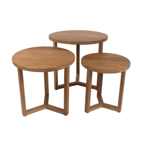 Okrągłe stoliki zewnętrzne z drewna Remix