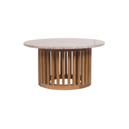 Okrągły stolik kawowy zewnętrzny z marmurowym blatem Code
