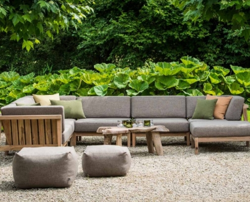 Nowoczesne meble ogrodowe z drewna sofy tapicerowane
