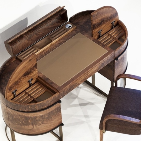 Ekskluzywne biurko z ciemnego drewna Aria