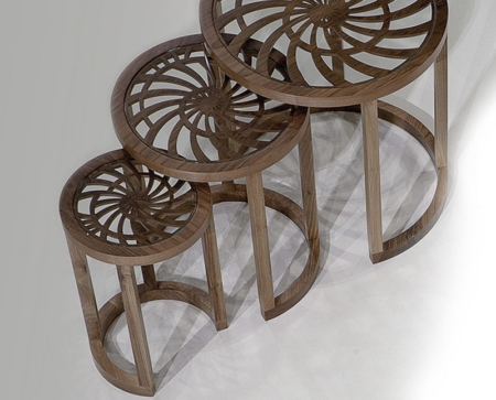 Okrągłe stoliki pomocnicze z dekoracyjnym blatem Huricane