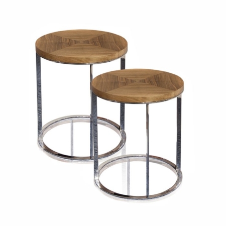 Okrągłe stoliki pomocnicze z drewna i metalu Tokyo