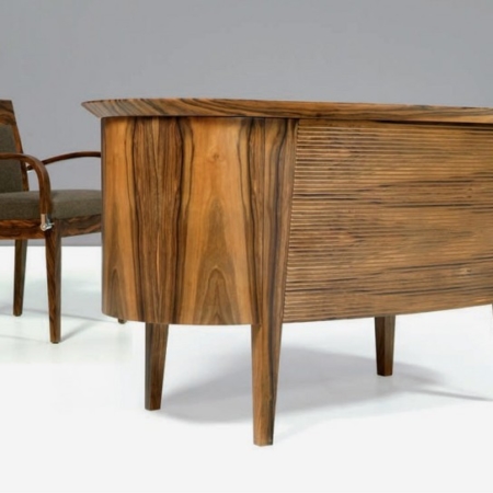 Owalne biurko z drewna Canna