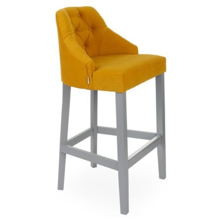 Tapicerowane krzesło barowe z pikowanym oparciem