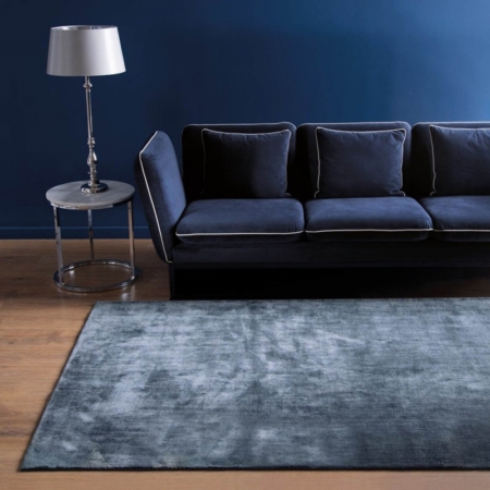 Ciemnoniebieski dywan prostokątny ręcznie tkany Linen