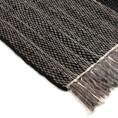 Czarno-szary dywan w kratę ręcznie tkany Norton