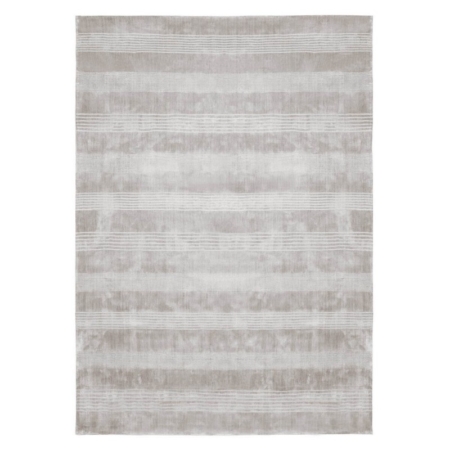 Jasnoszary dywan w pasy ręcznie tkany Zina
