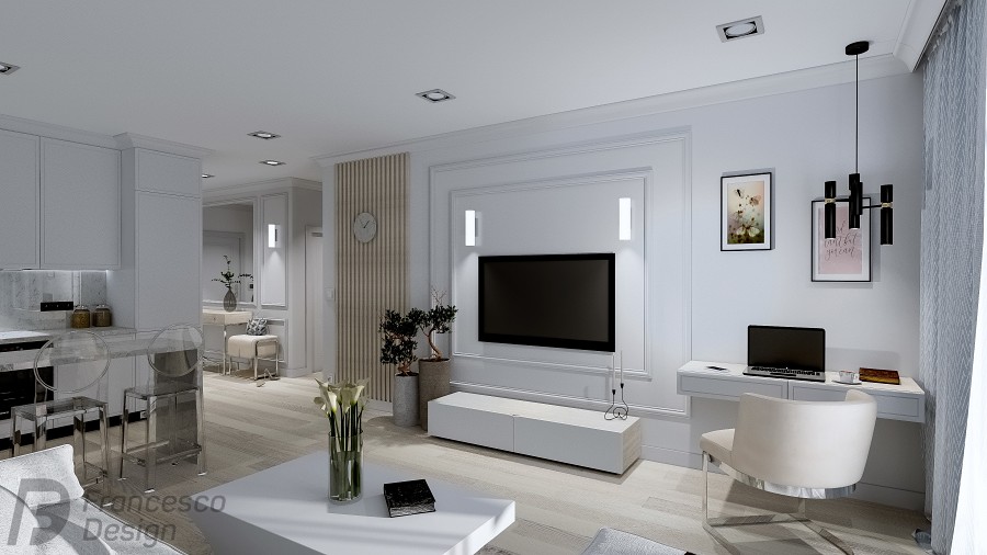 Projekt jasnego apartamentu w bieli 1 Projekt jasnego apartamentu w bieli