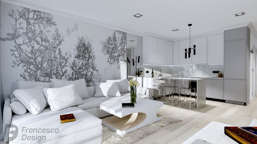 Projekt jasnego apartamentu w bieli 2 Projekt jasnego apartamentu w bieli