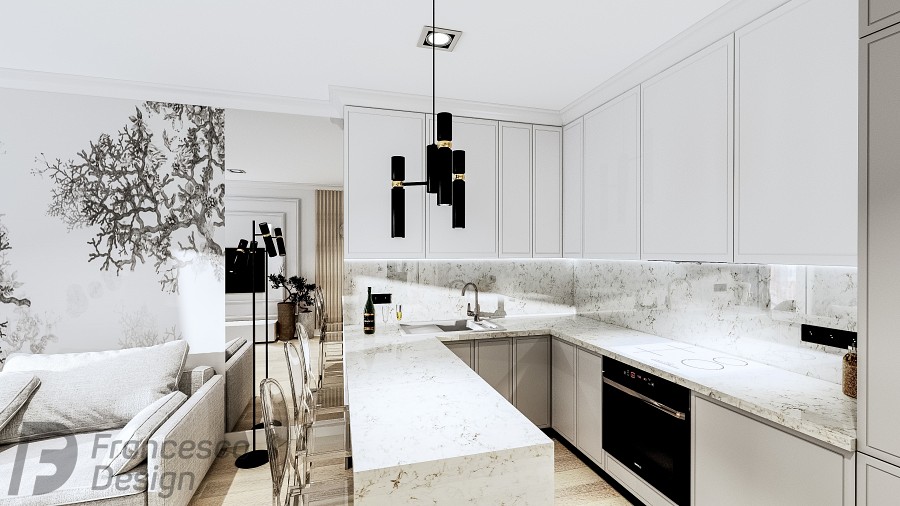 Projekt jasnego apartamentu w bieli 4 Projekt jasnego apartamentu w bieli