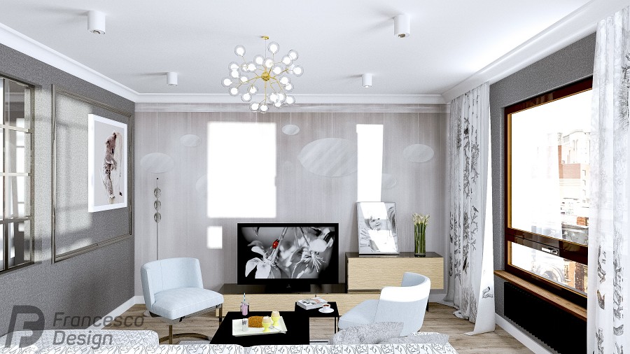 Szary apartament z przeszkloną sypialnią 4 Szary apartament z przeszkloną sypialnią