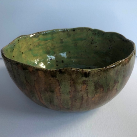 Zielono-brązowa miska Wabi Sabi ceramika
