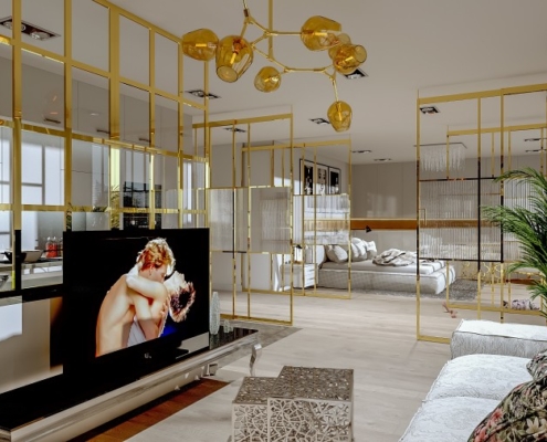 Złoto w nowoczesnym apartamencie - loft